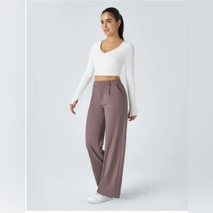 💜🪷 Halara 🪷💜 High Waisted Pocket Straight Leg Work Pant Purple Sandalwood M